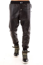 Seven tees leather harem pants Black for Men - Image n°1