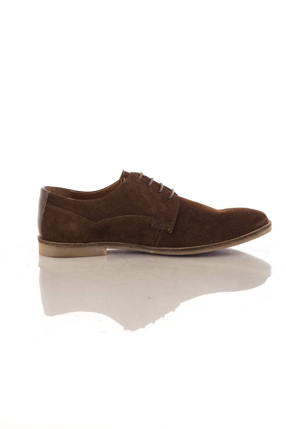 Men's Shoes Suede Style Dark Brown Leather - Image n°2
