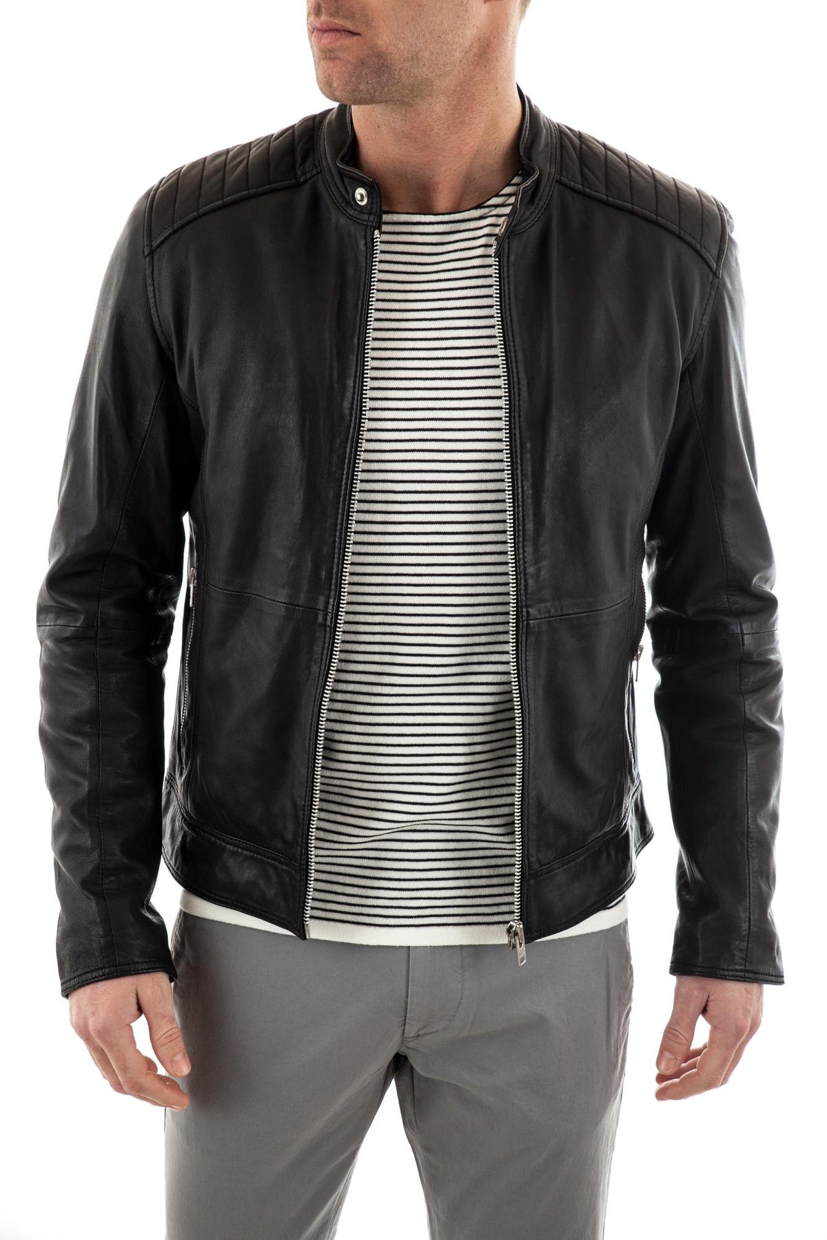 Pariente Black serge leather jacket for Men - Image n°3