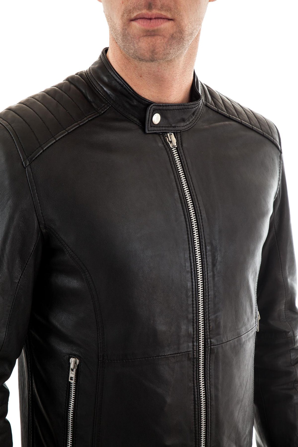 Pariente Black serge leather jacket for Men - Image n°5