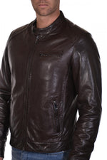 Serge Pariente men's jacket in brown lambskin - Image n°4