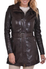 rose garden women's jacket in brown lambskin - Image n°1