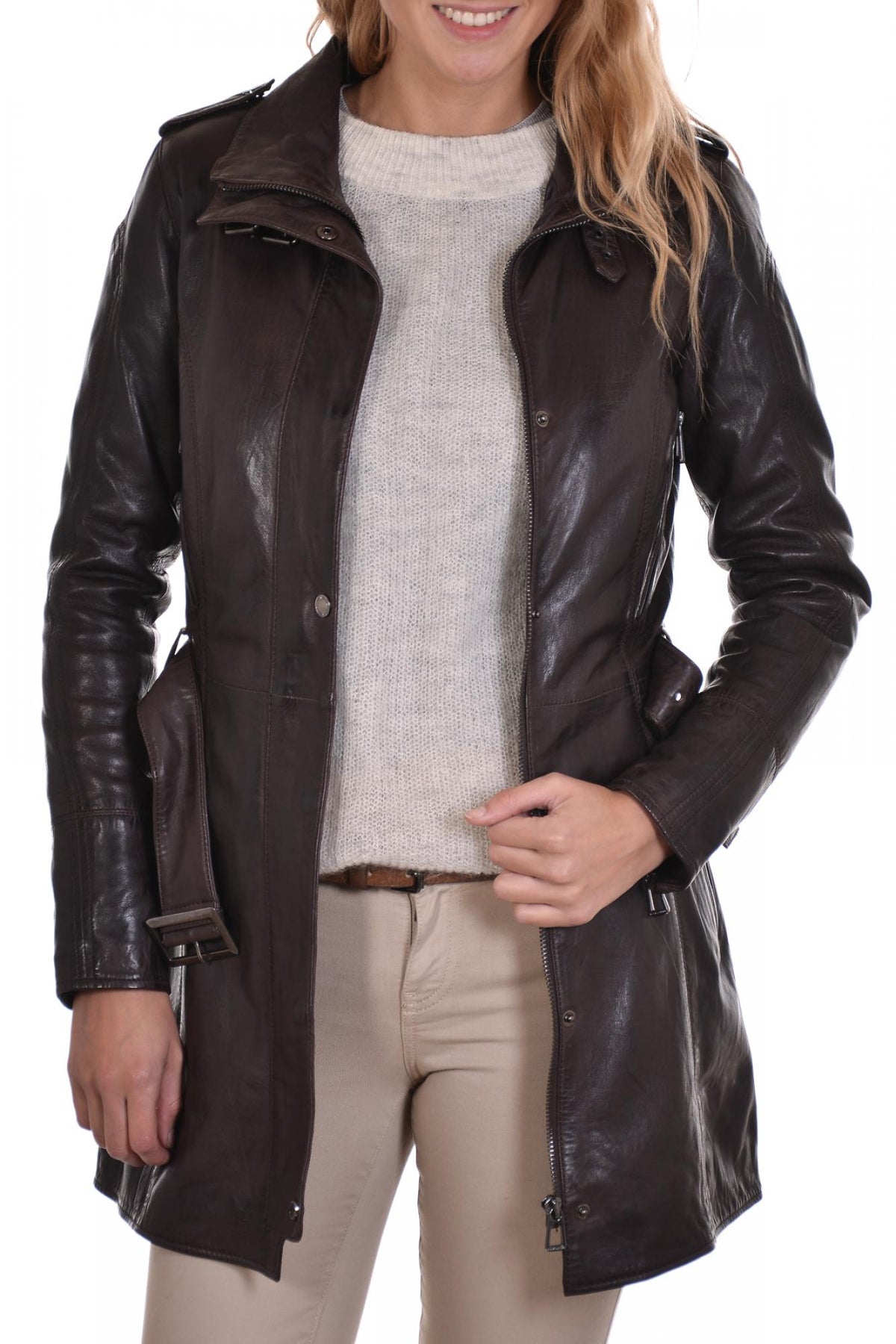 rose garden women's jacket in brown lambskin - Image n°5