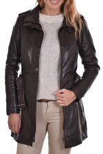 rose garden women's jacket in brown lambskin - Image n°5
