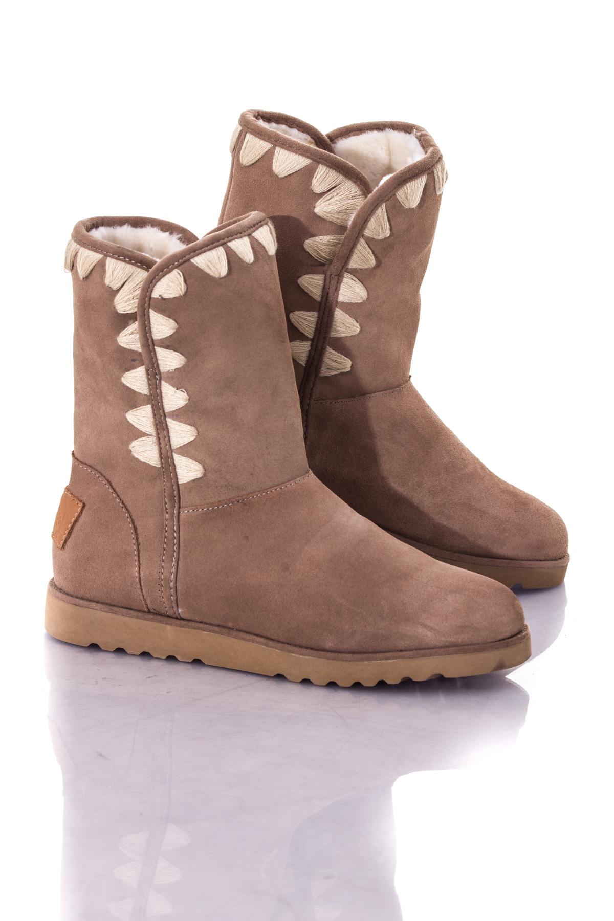 Women's taupe suede leather boots - Image n°1