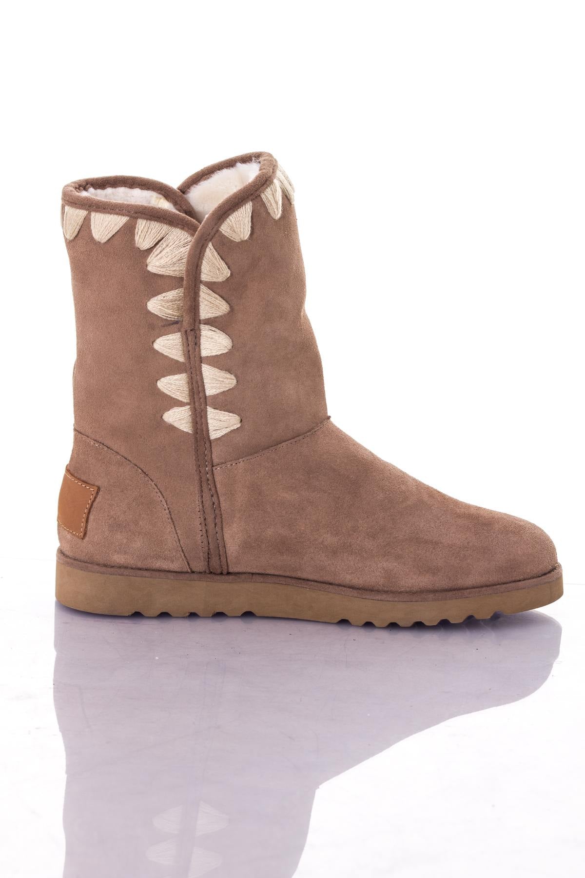 Women's taupe suede leather boots - Image n°2