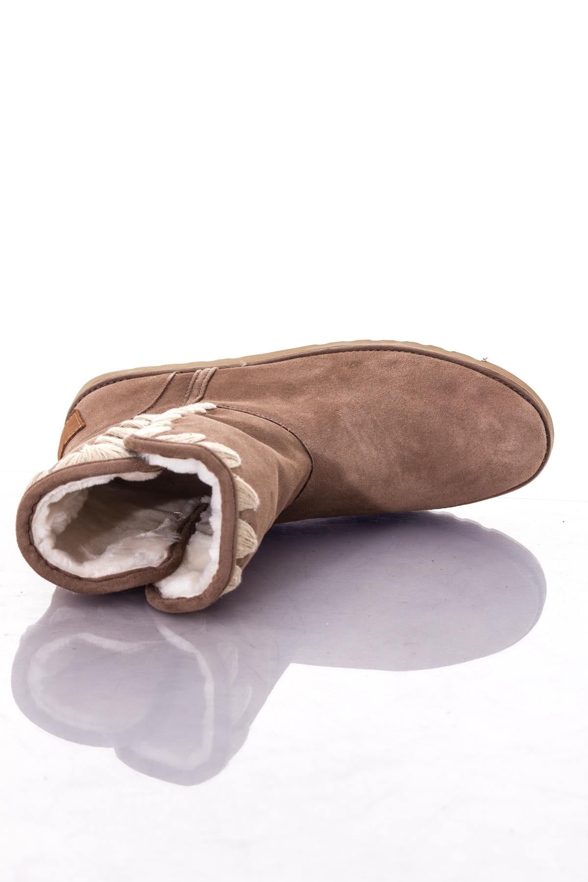Women's taupe suede leather boots - Image n°3