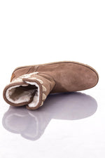 Women's taupe suede leather boots - Image n°3