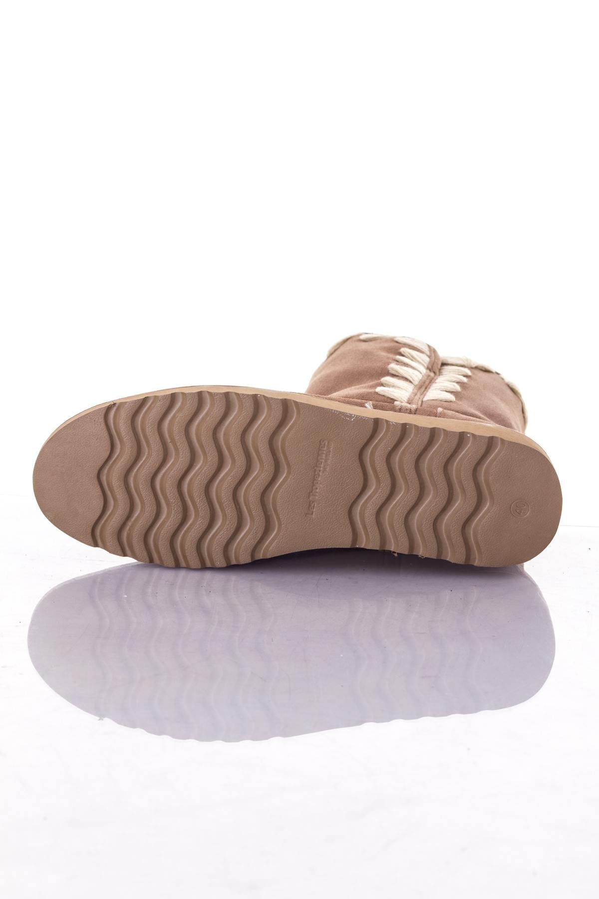 Women's taupe suede leather boots - Image n°4