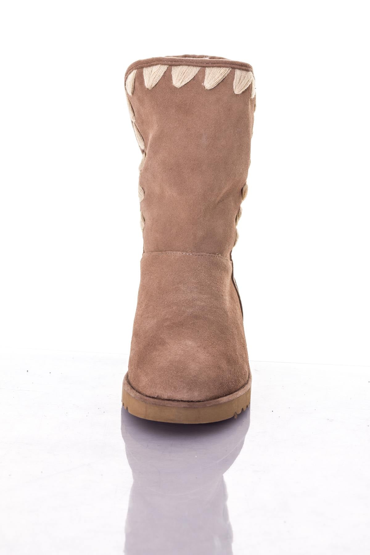 Women's taupe suede leather boots - Image n°5