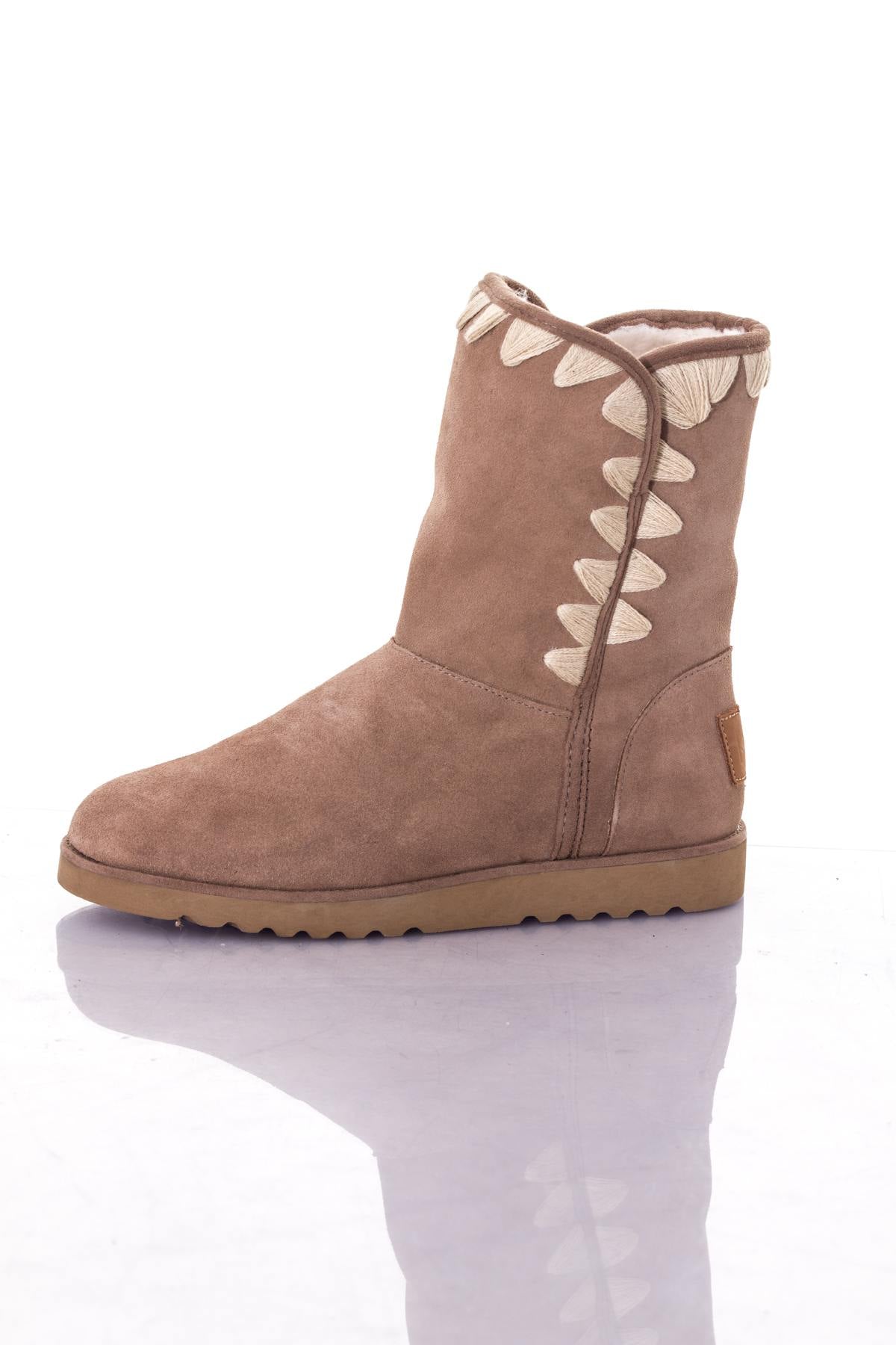 Women's taupe suede leather boots - Image n°7