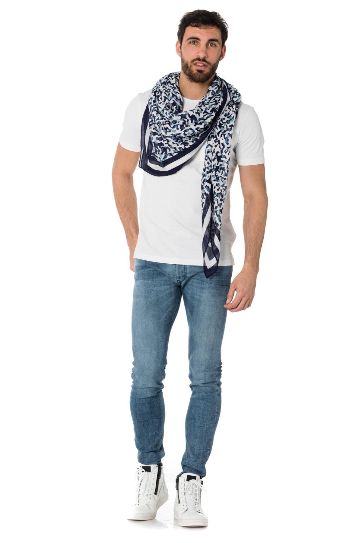  Blue camouflage print scarf - Image n°3