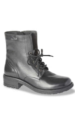 Women's lace-up boots in black leather - Image n°1