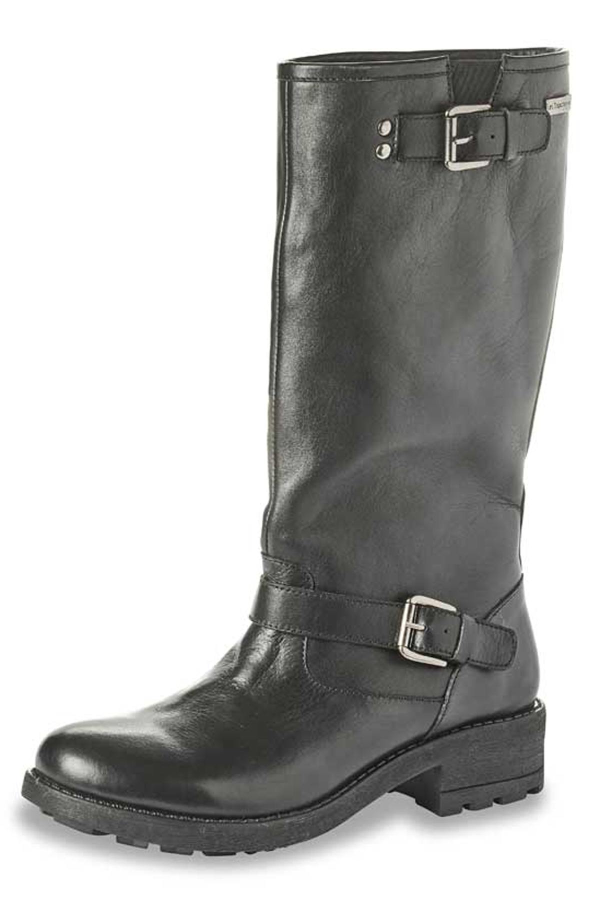 Women's black leather boots - Image n°1