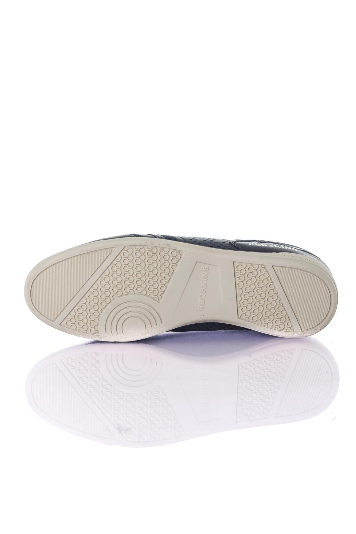 Navy faux leather sneakers - Image n°4