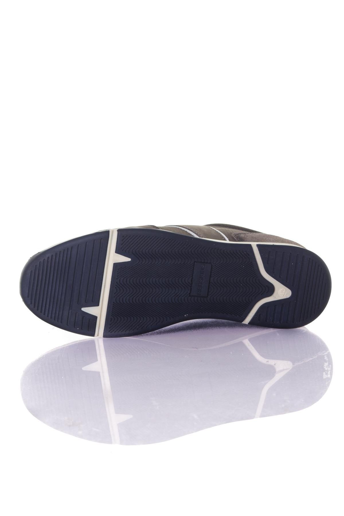 Men's gray leather sneakers - Image n°4