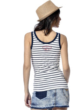  Navy ecru striped tank top - Image n°2