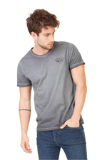 Anthracite worn style t-shirt - Image n°1