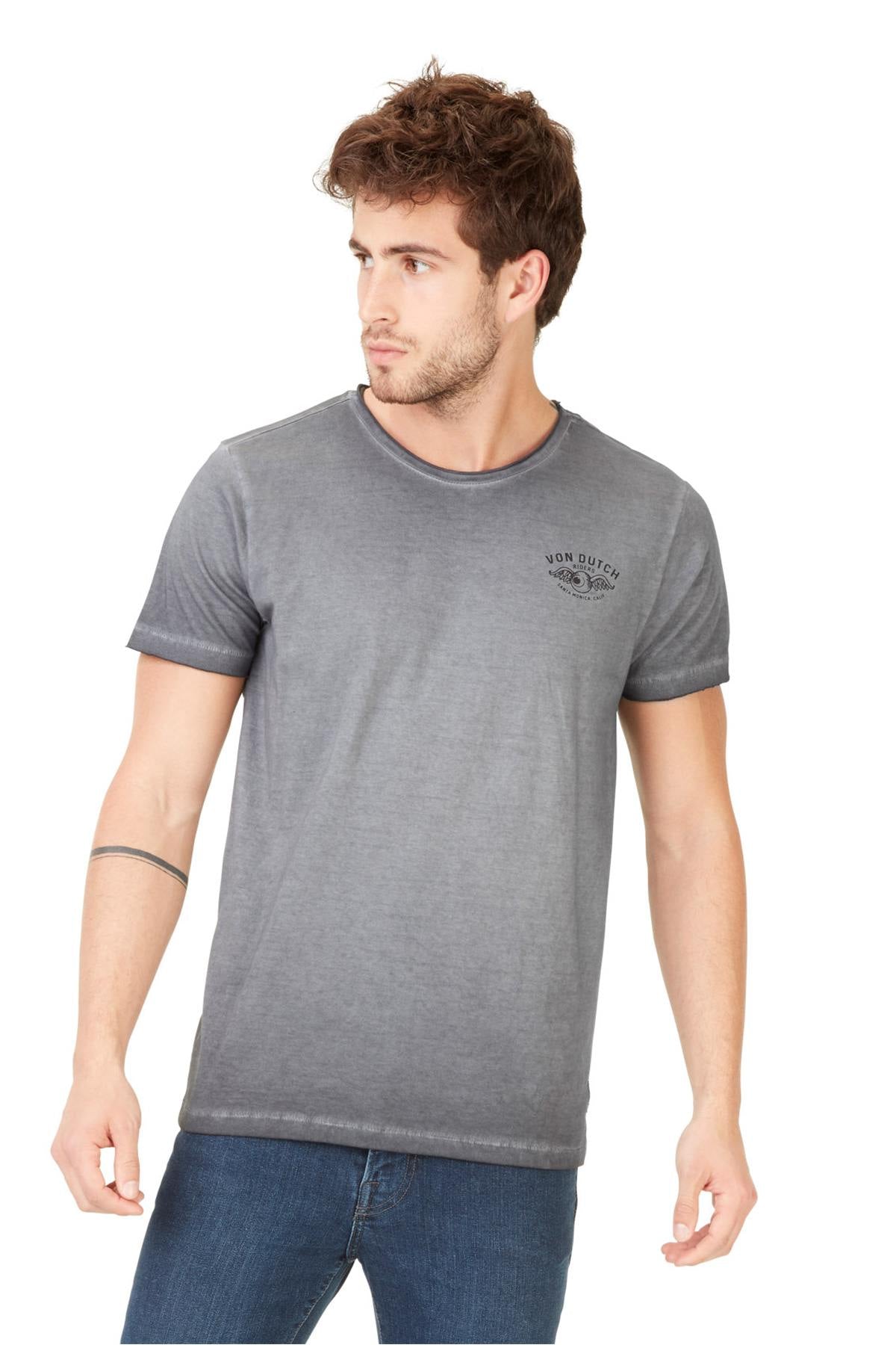 Anthracite worn style t-shirt - Image n°3