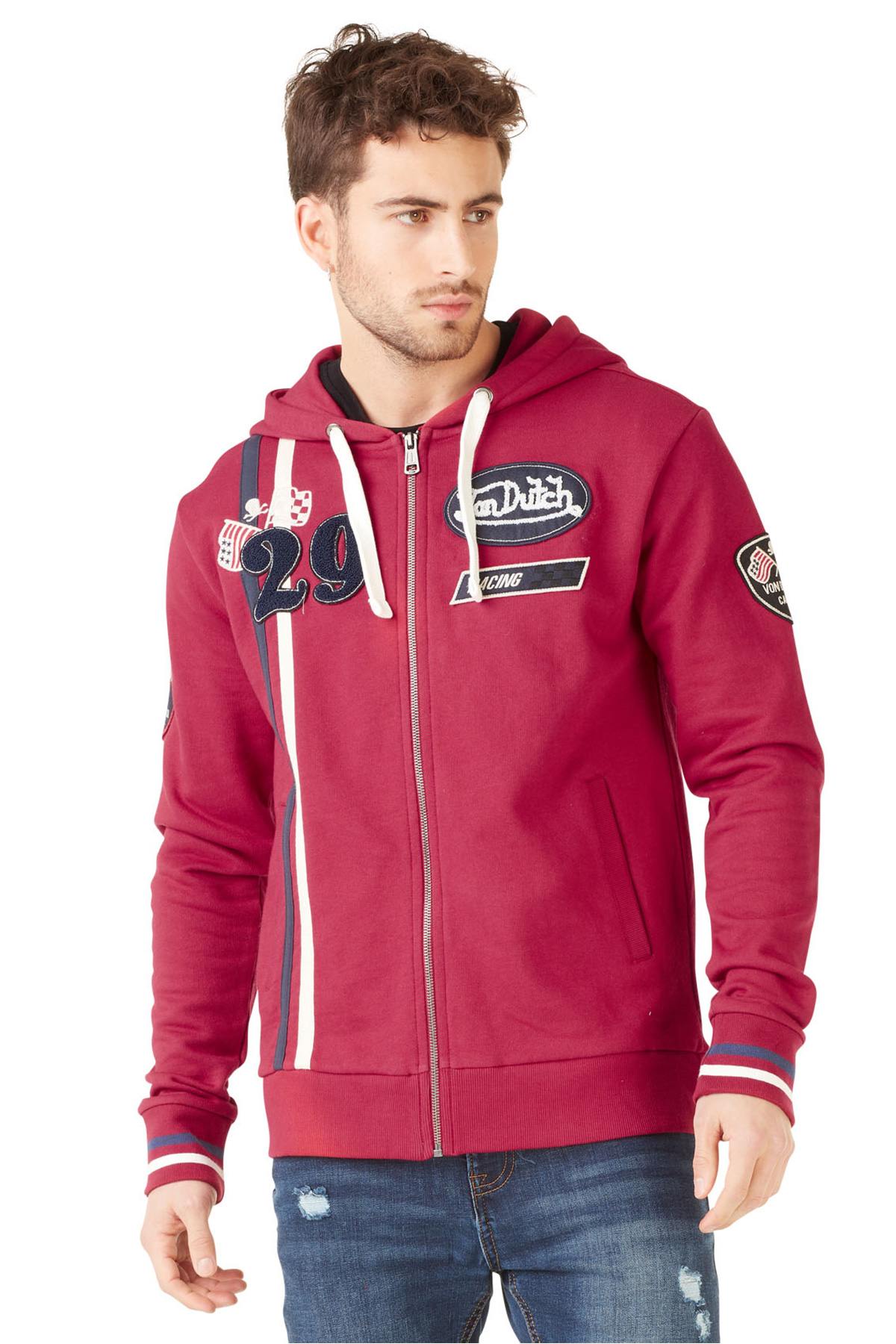 Red sweatshirt with hood - Image n°1