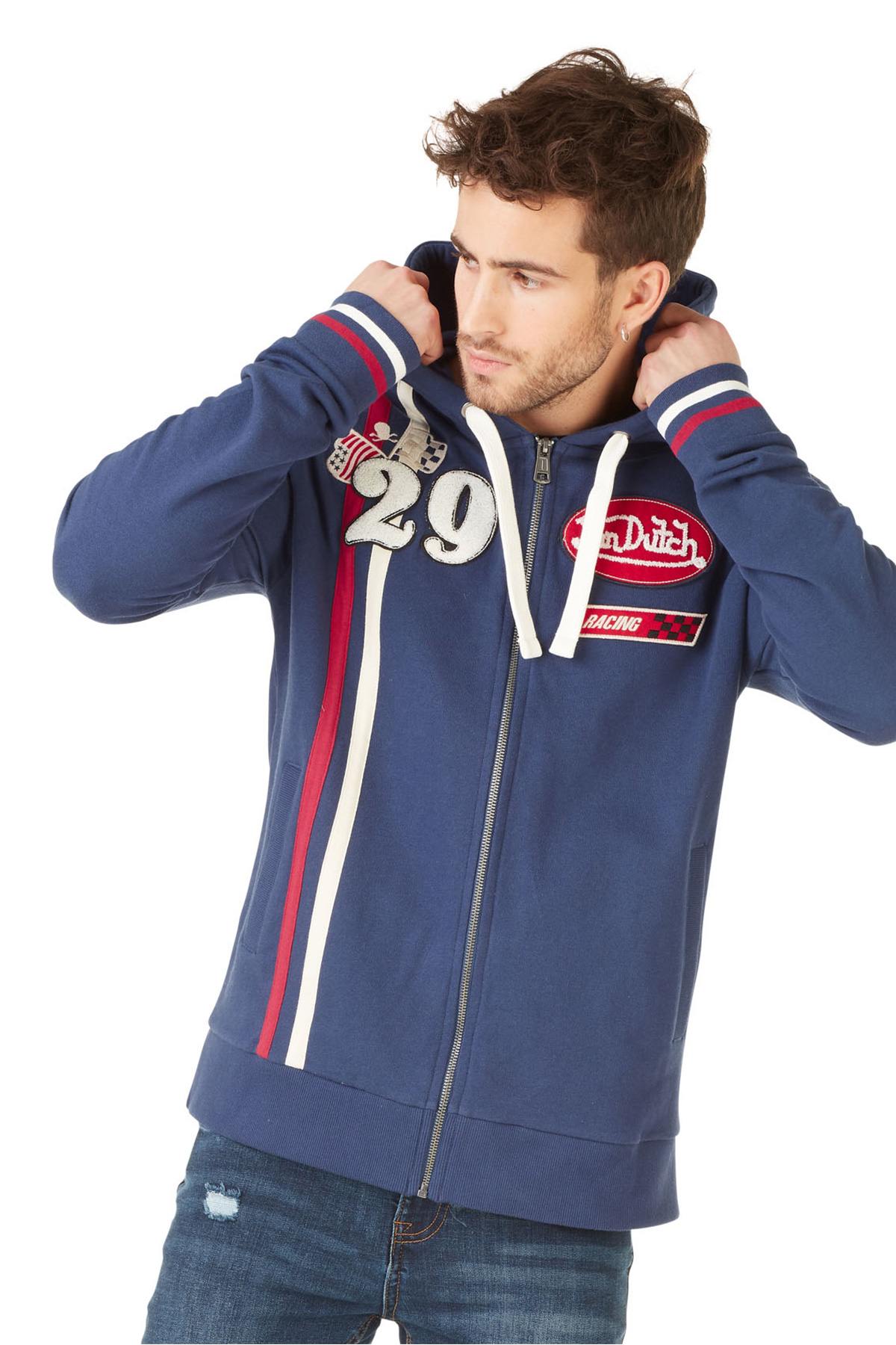 Dark blue sweatshirt with hood - Image n°1