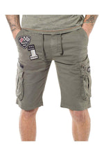 Khaki Bermuda shorts with pockets - Image n°1