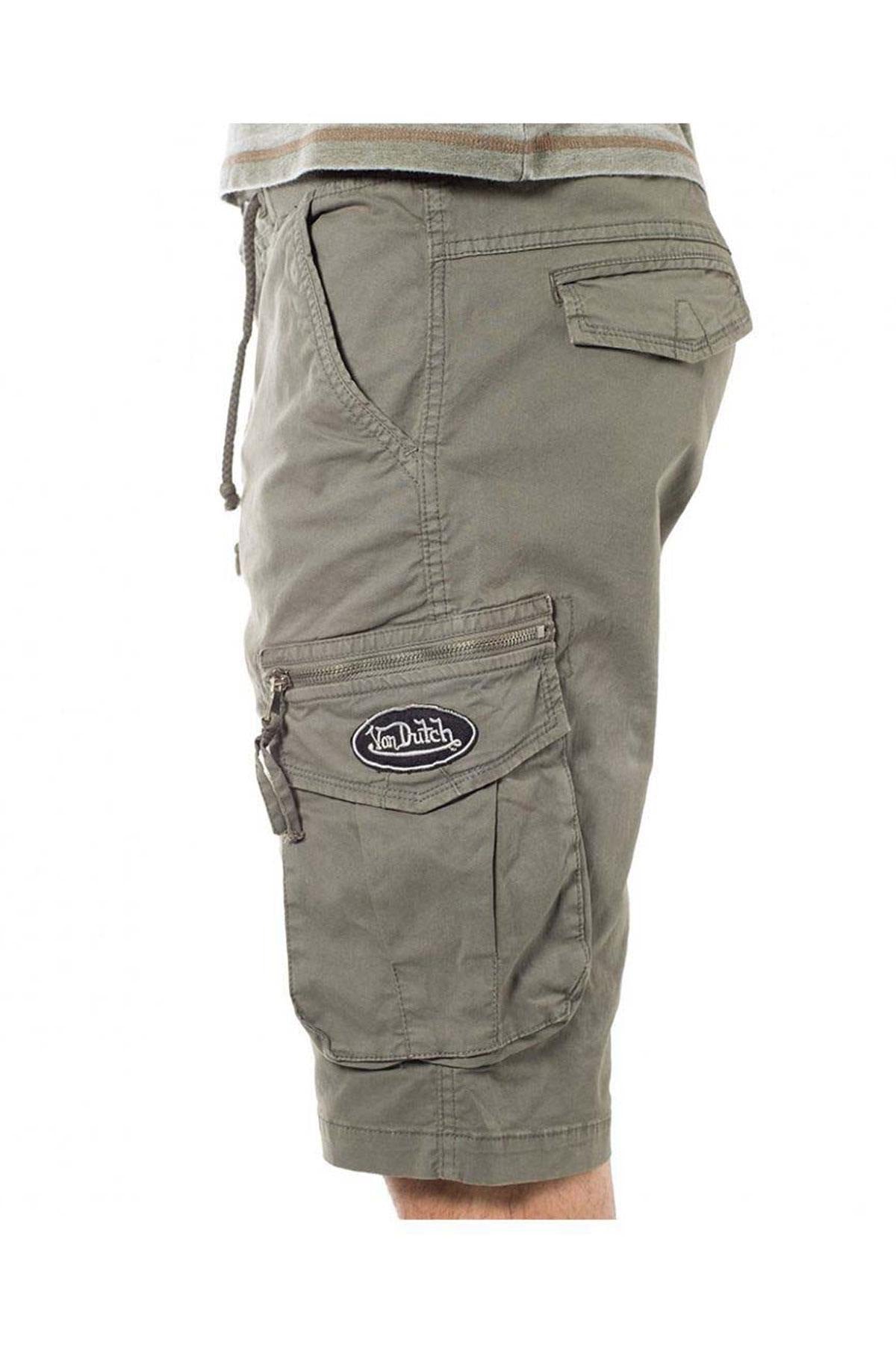 Khaki Bermuda shorts with pockets - Image n°3