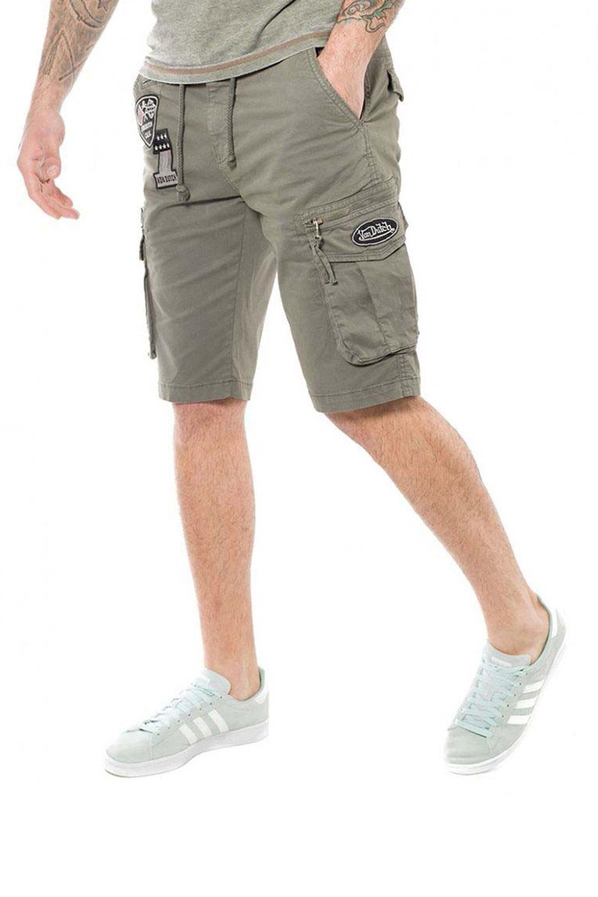 Khaki Bermuda shorts with pockets - Image n°4