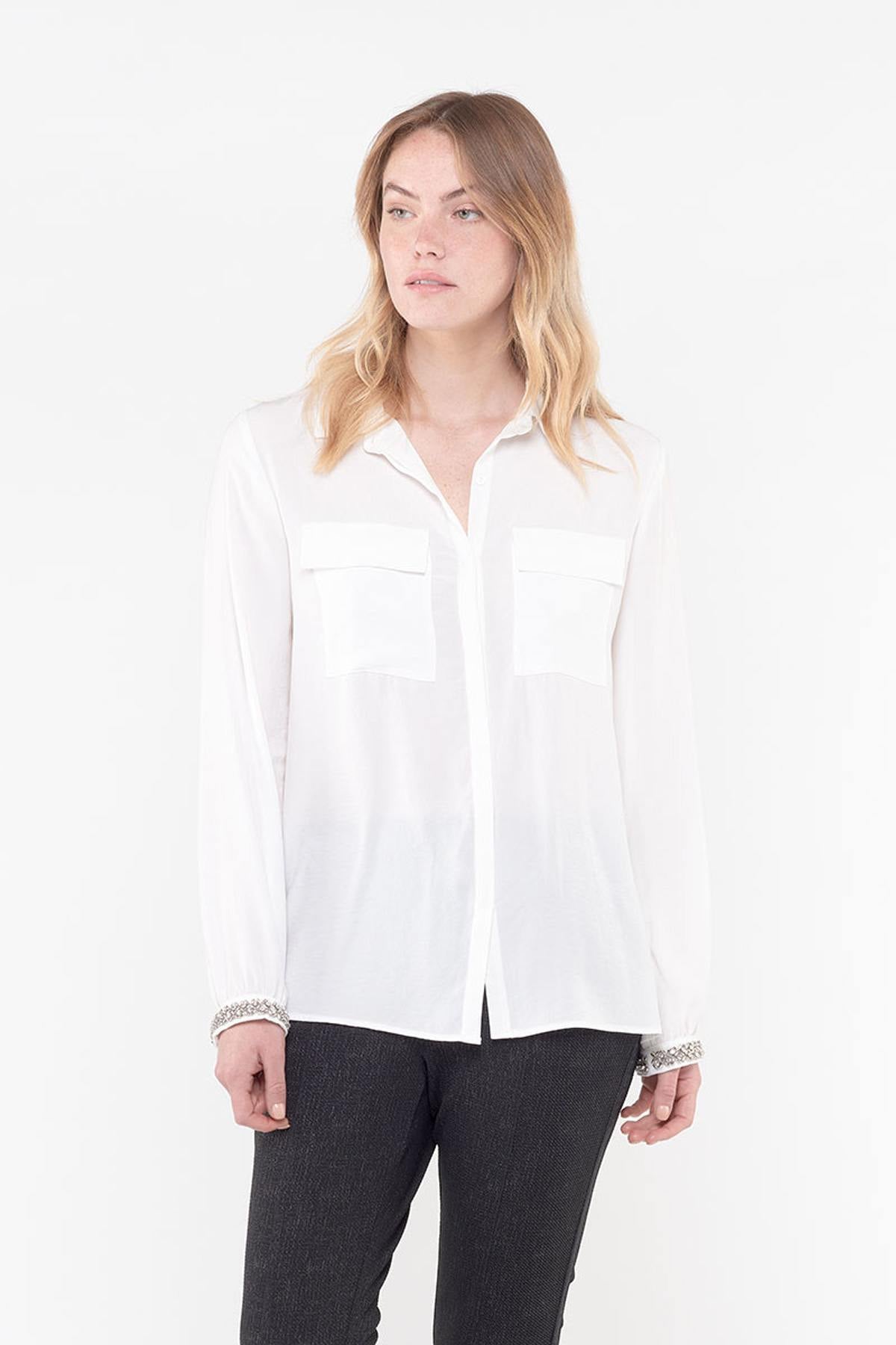 White long-sleeved shirt - Image n°1