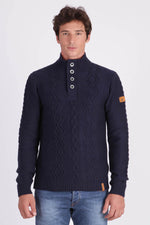 Navy blue straight cut sweater - Image n°1
