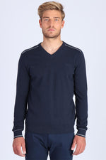 Men's navy straight cut sweater - Image n°1