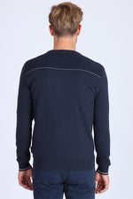 Men's navy straight cut sweater - Image n°3