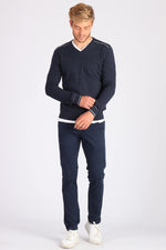 Men's navy straight cut sweater - Image n°2