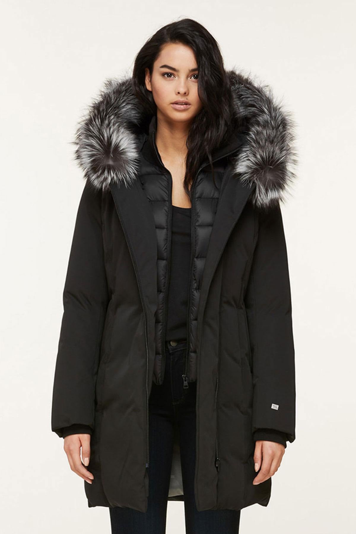 Women's long black jacket - Image n°1