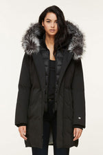 Women's long black jacket - Image n°1