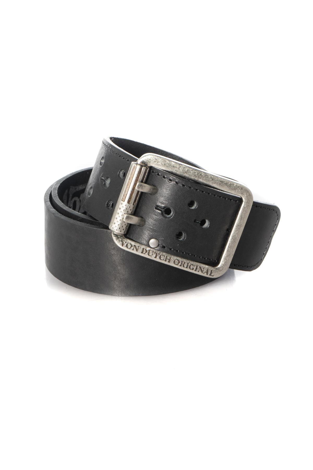 Men's black leather belt - Image n°1