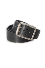 Men's black leather belt - Image n°1