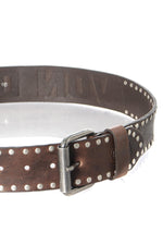 Brown leather belt with logo - Image n°2