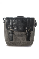 Gray and black bi-material shoulder bag - Image n°1