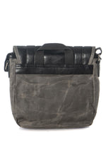 Gray and black bi-material shoulder bag - Image n°2