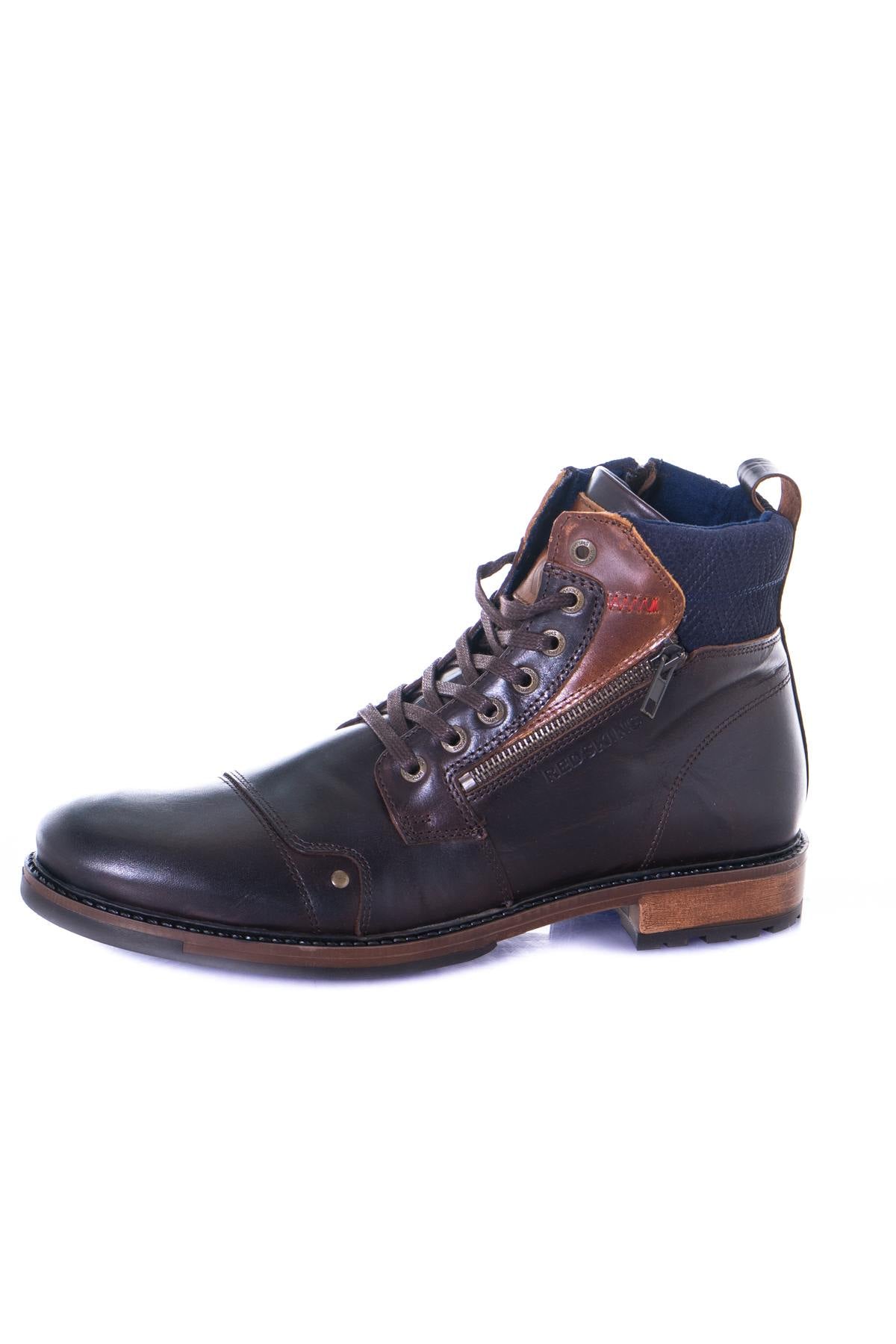 Men's navy leather boots - Image n°7