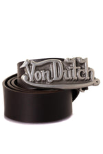 Leather belt with von dutch buckle - Image n°1