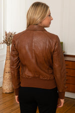 Brown leather jacket - Image n°4