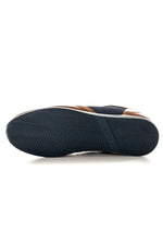 Navy cognac leather sneakers - Image n°4