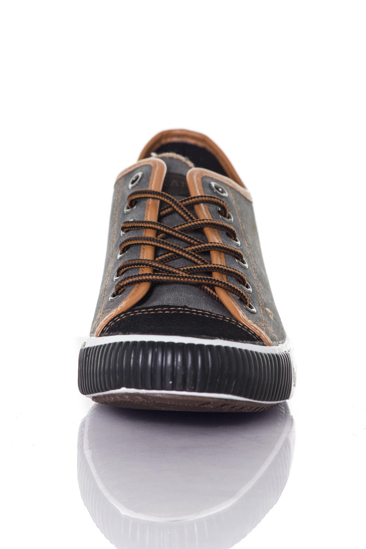 Kaporal men's black and camel canvas sneakers - Image n°5
