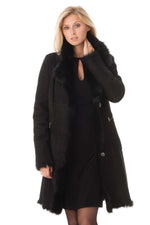 Black shearling coat - Image n°3