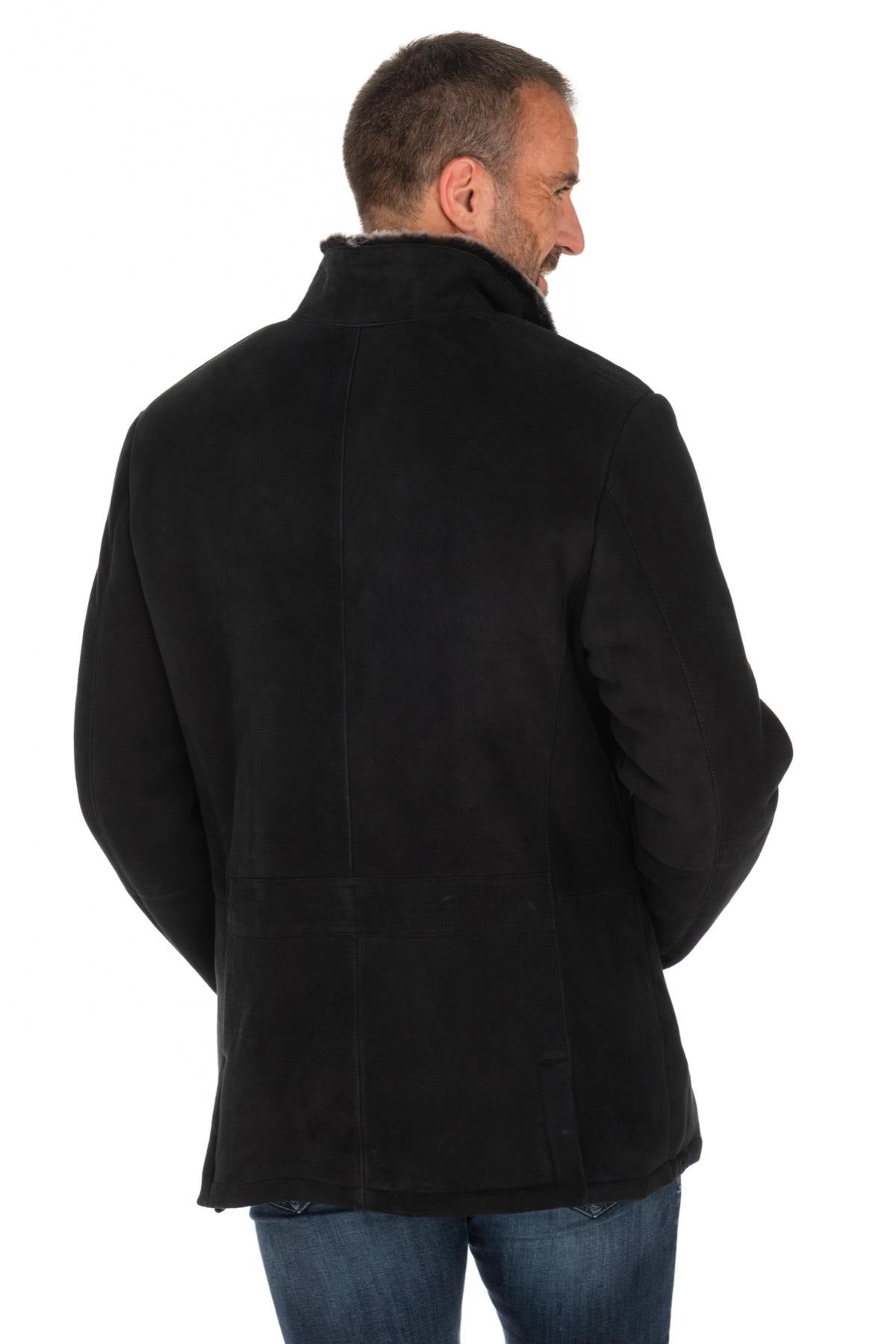Black men's shearling peacoat - Image n°5