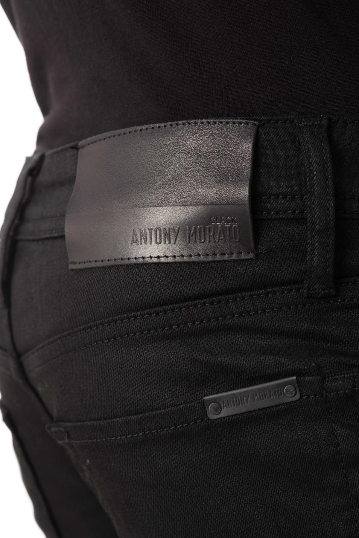 Men's black coated skinny fit jeans - Image n°6