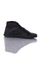 Black leather high top sneakers - Image n°2