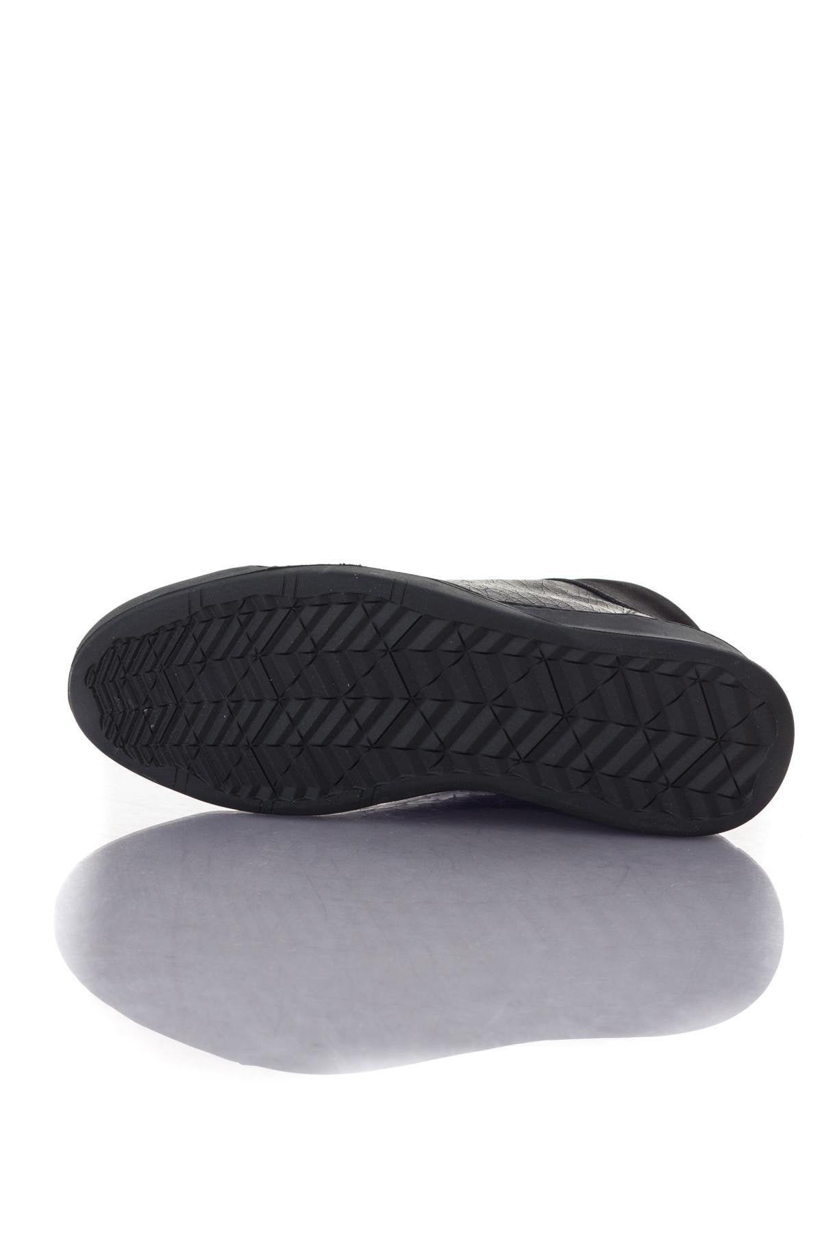 Black leather high top sneakers - Image n°4